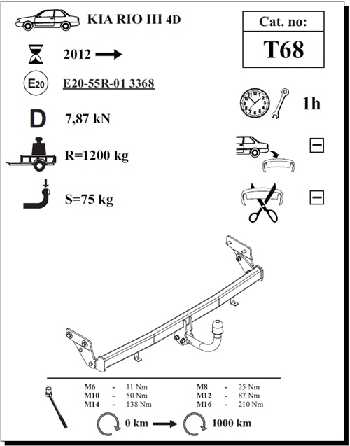 Kia Rio 4K Çeki Demiri , Kuğu Boynu - Sabit , 2012  - Bugüne