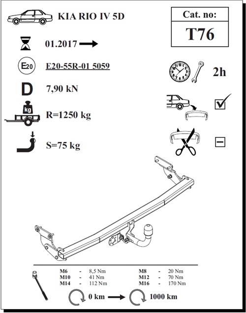 Kia Rio 5K Çeki Demiri , Kuğu Boynu - Sabit , 2017 - Bugüne