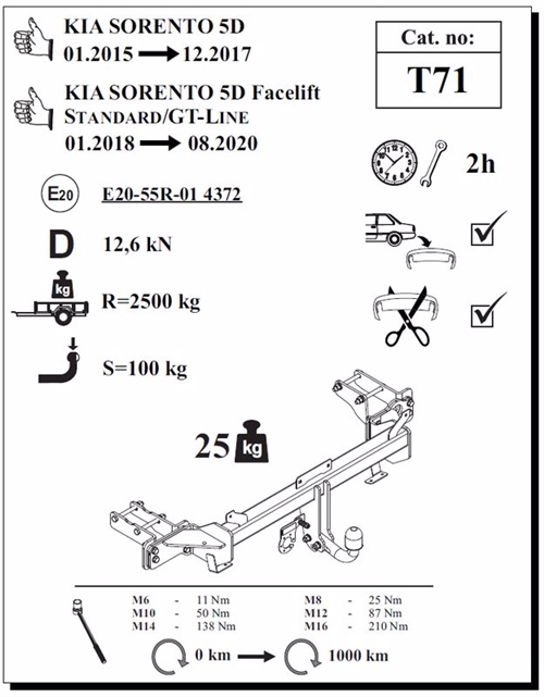 Kia Sorento Kapı Çeki Demiri , Kuğu Boynu - Sabit , 2015 - 2020