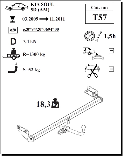Kia Soul Çeki Demiri , Kuğu Boynu - Sabit , 2009 - 2011