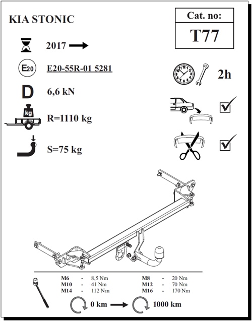 Kia Stonic Çeki Demiri , Kuğu Boynu - Sabit , 2017 - Bugüne