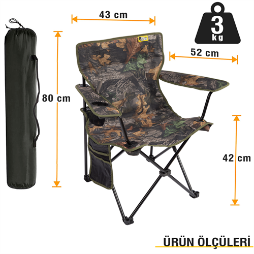 Lüks Kamp Sandalyesi V2 - Meşe Kamuflaj