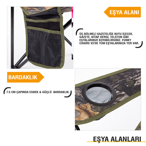 Lüks Kamp Sandalyesi V2 - Meşe Kamuflaj