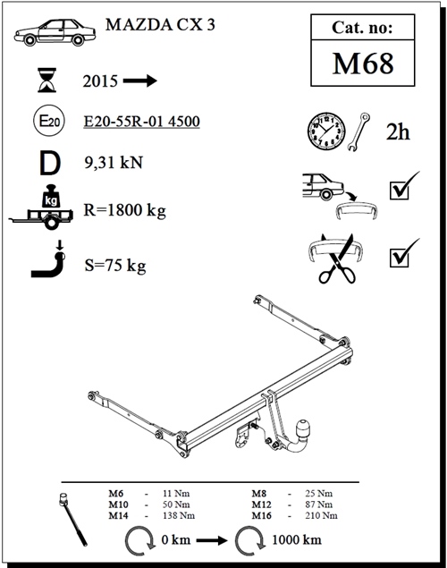 Mazda CX-3 Çeki Demiri, Kuğu Boynu - Sabit , 2015 - Bugüne