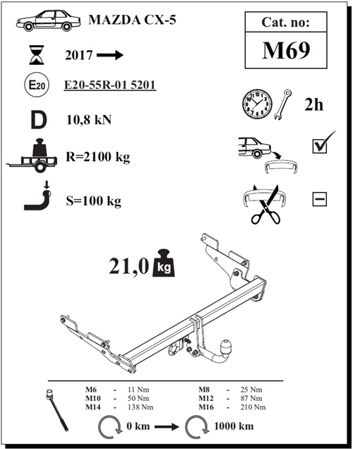 Mazda CX-5 Çeki Demiri, Kuğu Boynu - Sabit , 2017 - Bugüne