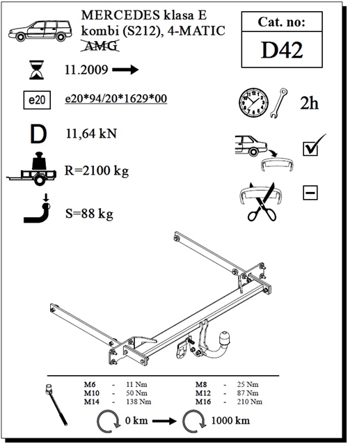 Mercedes E-Class Kombi Çeki Demiri , Kuğu Boynu - Sabit , 2009 - Bugüne