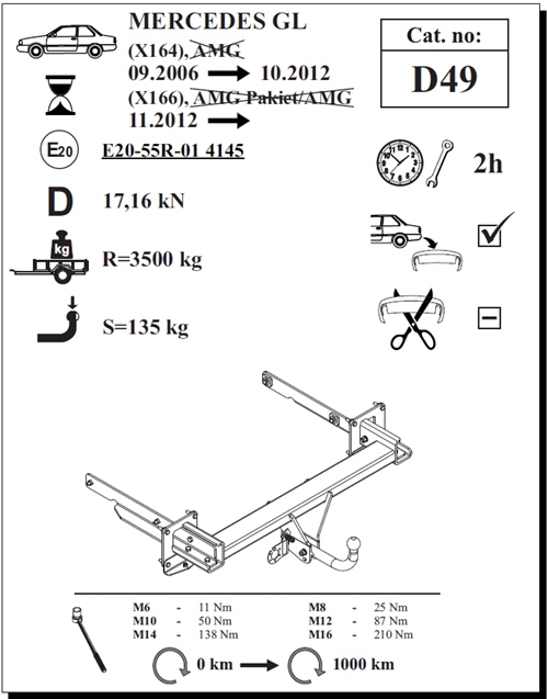 Mercedes GL Çeki Demiri , Kuğu Boynu - Sabit , 2006 - Bugüne