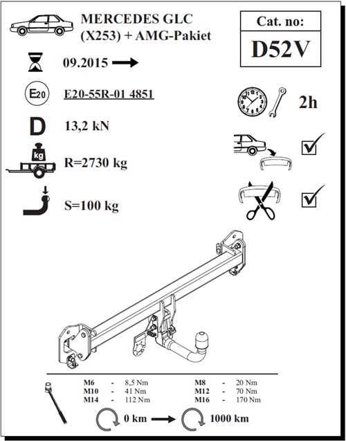 Mercedes GLC Çeki Demiri , Dikey Sökülebilir , 2015 - Bugüne