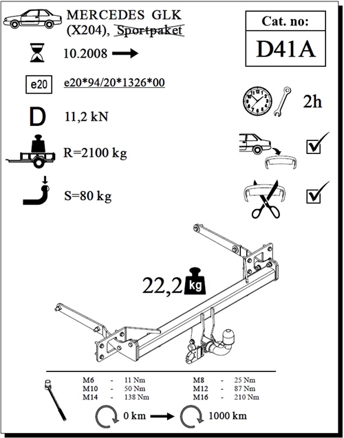 Mercedes GLK Çeki Demiri , Yatay Sökülebilir , 2008 - Bugüne