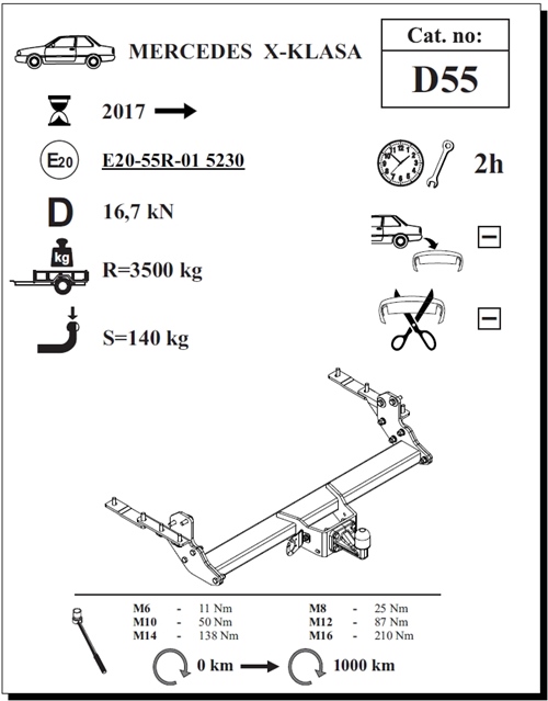 Mercedes X-Class Çeki Demiri , Flanşlı , 2017 - Bugüne