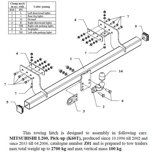 Mitsubishi L-200 Çeki Demiri , Flanşlı , 1996 - 2006