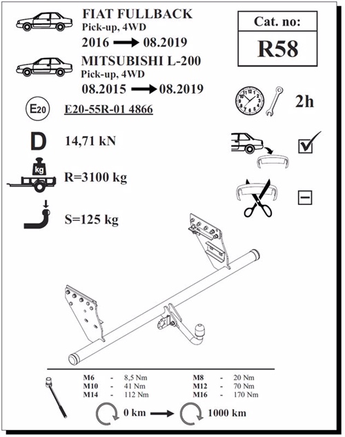 Mitsubishi L-200 Çeki Demiri, Kuğu Boynu, 2015 -2019