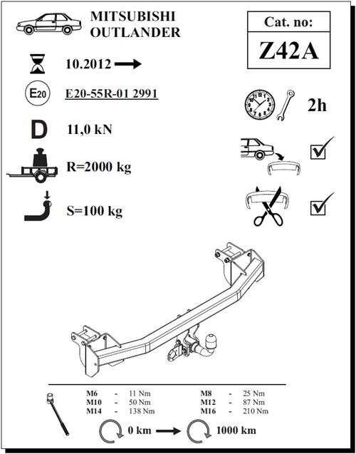 Mitsubishi Outlander Çeki Demiri , Yatay Sökülebilir , 2012 - Bugüne