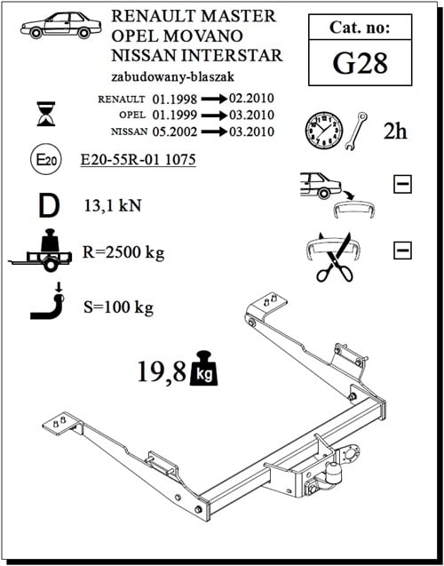 Nissan Interstar Panelvan Çeki Demiri , Flanşlı , 2002 -2010
