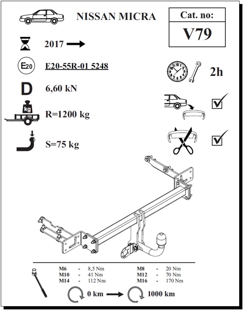 Nissan Micra Çeki Demiri , Kuğu Boynu - Sabit , 2017 - Bugüne