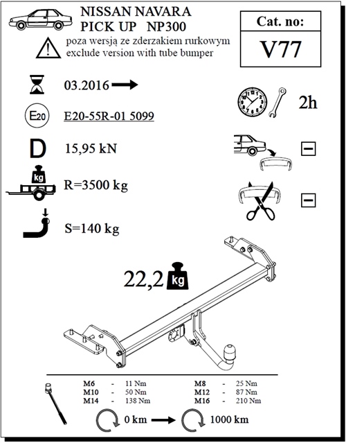 Nissan Navara NP300 Çeki Demiri , Kuğu Boynu - Sabit , 2016 - Bugüne