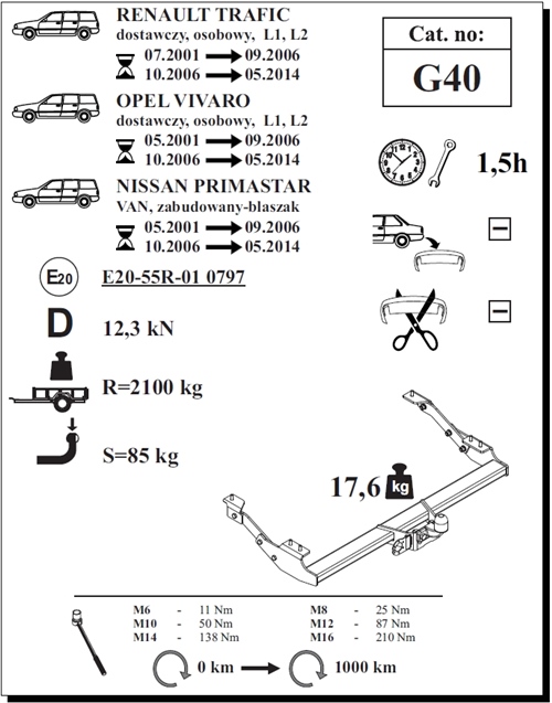 Nissan Primastar Çeki Demiri , Flanşlı , 2001 - 2014