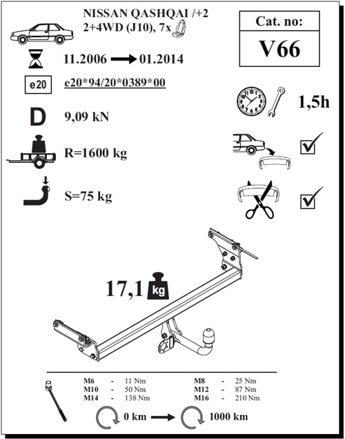 Nissan Qashqai Çeki Demiri , Kuğu Boynu - Sabit , 2006 - 2014