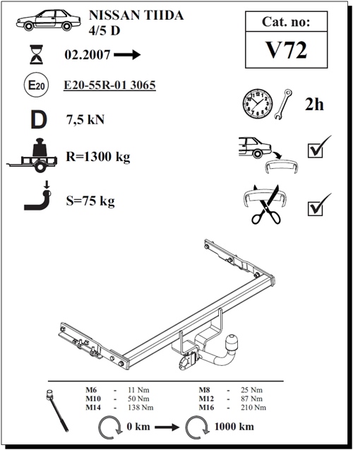 Nissan Tiida Çeki Demiri , Kuğu Boynu - Sabit , 2007 - Bugüne