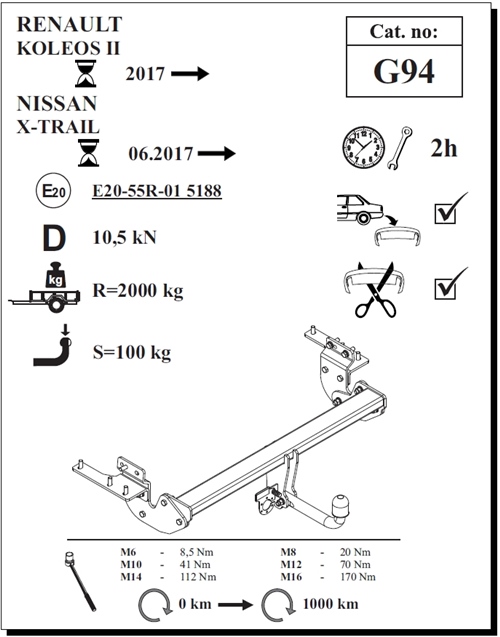 Nissan X-Trail Çeki Demiri , Kuğu Boynu - Sabit , 2017 - Bugüne