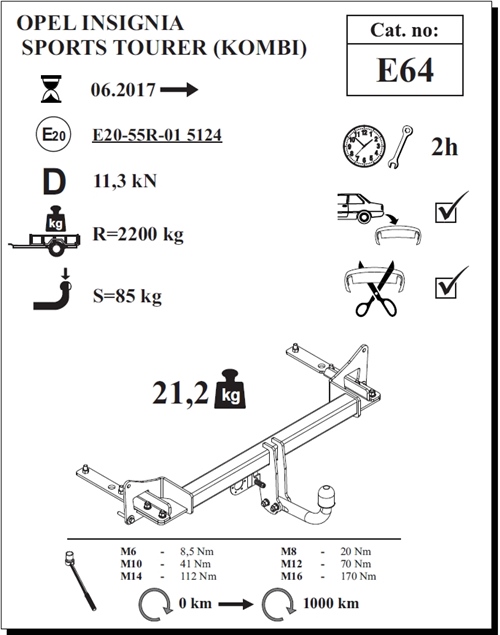 Opel Insignia Sports Tourer Çeki Demiri , Kuğu Boynu - Sabit , 2017 - Bugüne