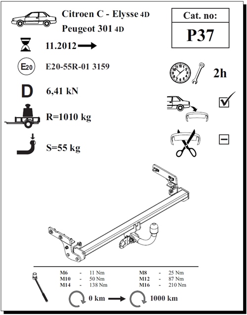 Peugeot 301 Çeki Demiri , Kuğu Boynu - Sabit , 2012 - Bugüne