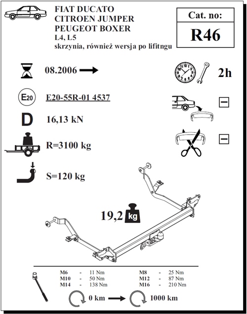 Peugeot Boxer Açık Kasa L4-L5 Çeki Demiri , Flanşlı , 2006 - Bugüne