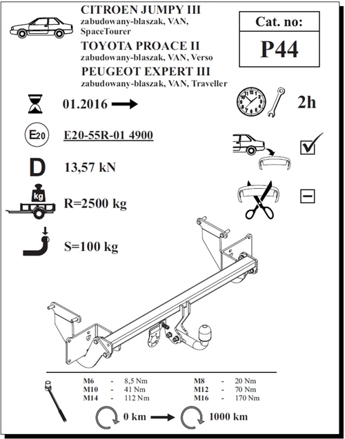 Peugeot Expert Çeki Demiri , Kuğu Boynu - Sabit , 2016 - Bugüne