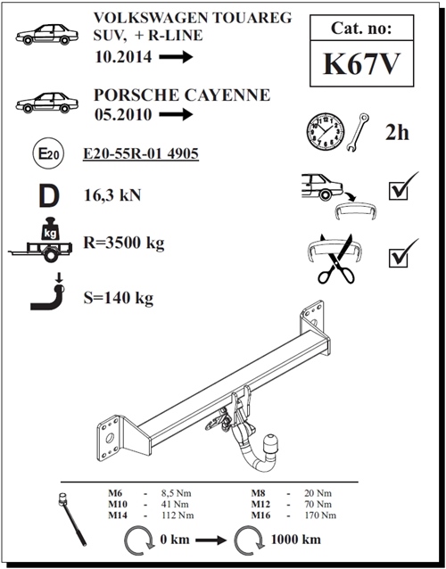Porsche Cayenne Çeki Demiri , Dikey Sökülebilir , 2010 - Bugüne