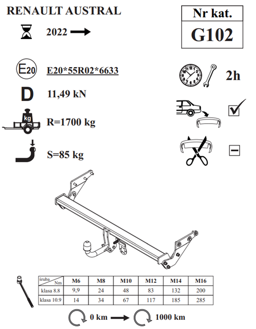 Renault Austral Çeki Demiri , Kuğu Boynu - Sabit , 2022 - Bugüne