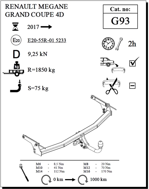 Renault Megane Çeki Demiri , Kuğu Boynu - Sabit , 2017 - Bugüne