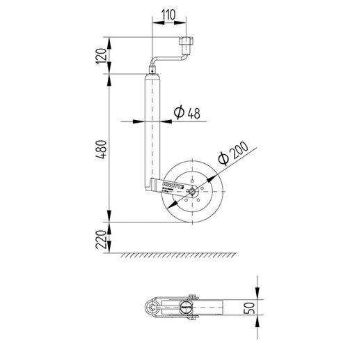 Römork & Karavan Destek Tekerleği - 150 Kg - 48 mm gövde - Knott