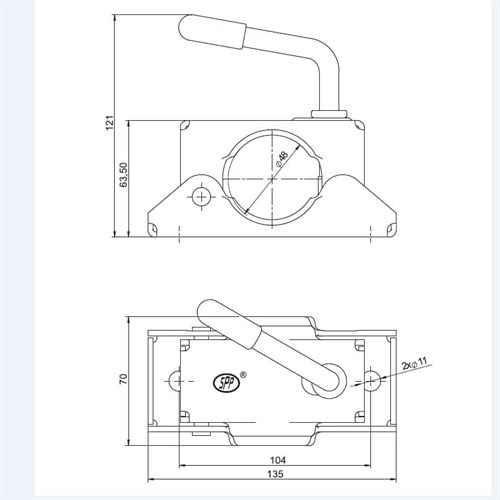 Römork & Karavan Destek Tekerleği Kelepçesi - 48 mm - SPP