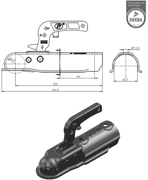 Römork & Karavan Kaplin - 1300 Kg - Yuvarlak 60 mm Bağlantı