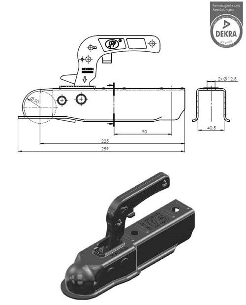Römork & Karavan Kaplin - 750 Kg - Dörtköşe 40 mm Bağlantı
