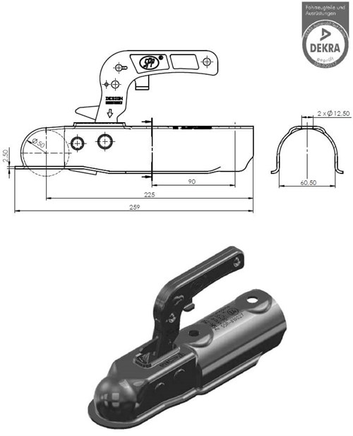 Römork & Karavan Kaplin - 750 Kg - Yuvarlak 60 mm Bağlantı