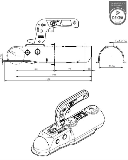 Römork & Karavan Kaplin - 750 Kg - Yuvarlak 70 mm Bağlantı