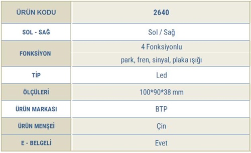 Römork  & Karavan LED Stop Lambası  - 4 Fonksiyonlu