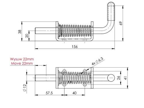 Römork Kasa Kilidi - 156 mm - Yaylı