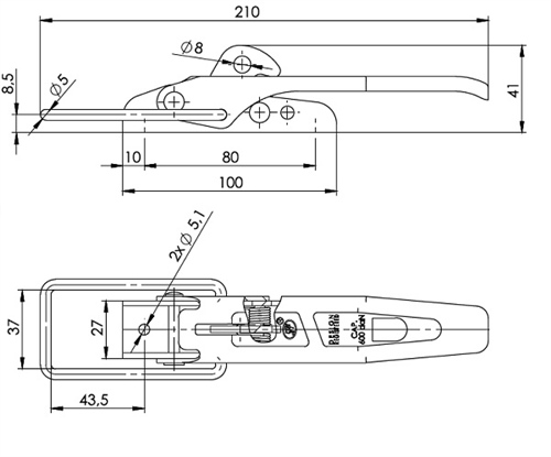 Römork Kasa Kilidi - 240 mm x 45 mm - Dar