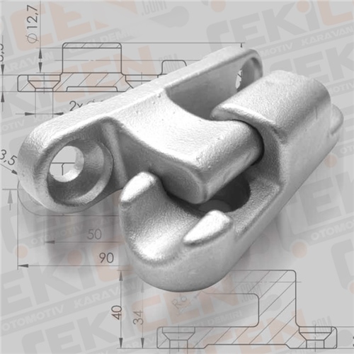 Römork Kasa Menteşesi - 92 mm x 27 mm - Sürgülü Sökülebilir