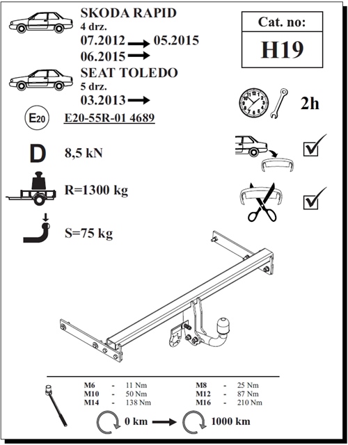 Seat Toledo Çeki Demiri , Kuğu Boynu - Sabit , 2013 - Bugüne