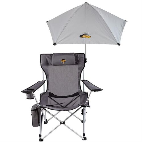 Şemsiyeli Kamp Sandalyesi - Katlanabilen - Yatabilen - 4 pozisyonlu - Gri