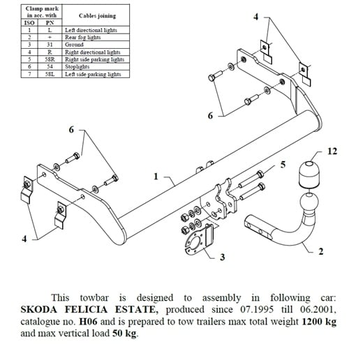 Skoda Felicia Kombi Çeki Demiri , Kuğu Boynu - Sabit , 1995 - 2001