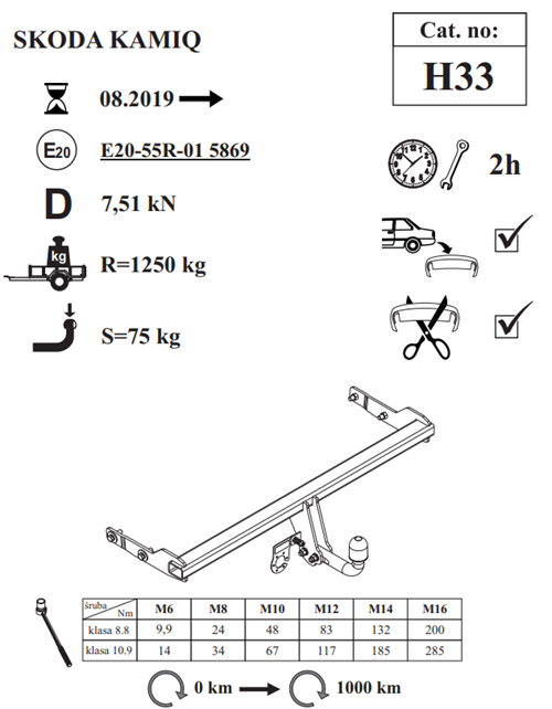 Skoda Kamiq Çeki Demiri , Kuğu Boynu - Sabit , 2019 - Bugüne