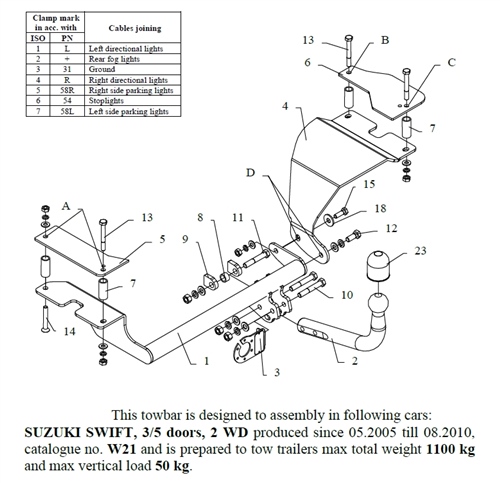 Suzuki Swift Çeki Demiri , Kuğu Boynu - Sabit , 2005 - 2010