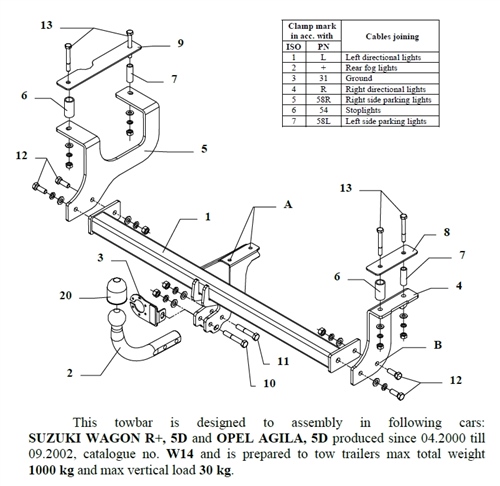 Suzuki Wagon R+ Çeki Demiri , Kuğu Boynu - Sabit , 2000 - 2002