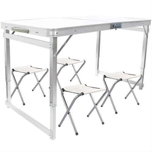 Tabureli Deluxe Katlanabilir Piknik Masası Seti - Gri