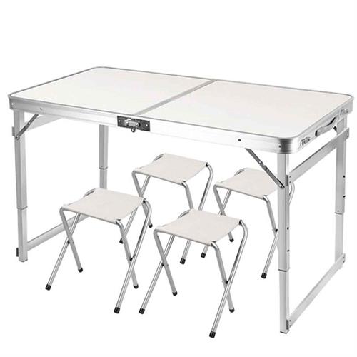 Tabureli Deluxe Katlanabilir Piknik Masası Seti - Gri