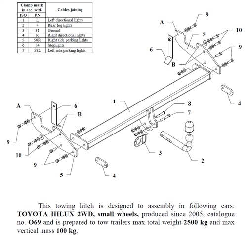 Toyota Hilux 2WD Çeki Demiri , Kuğu Boynu - Sabit , 2005 - Bugüne
